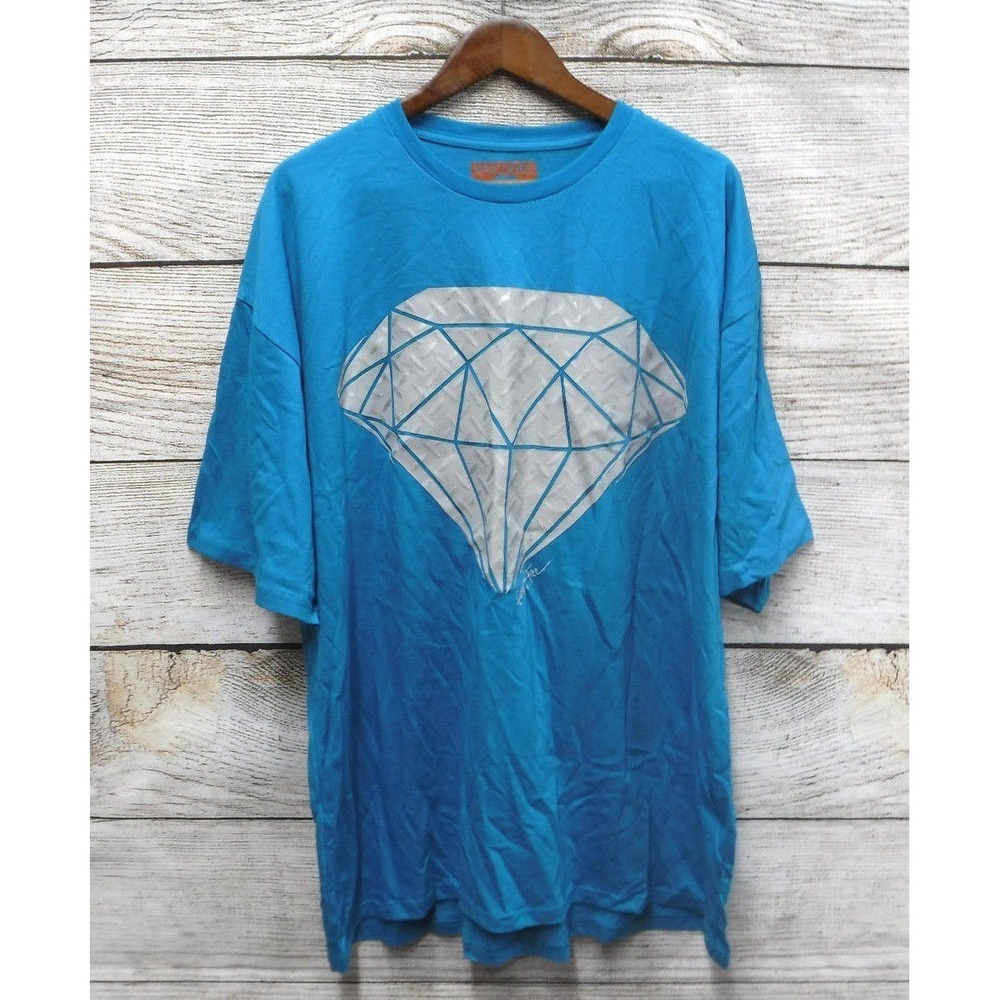 Ring of Fire Shirt Mens Size 3XL Teal Grey Diamond Graphic Slim Fit T-Shirt New